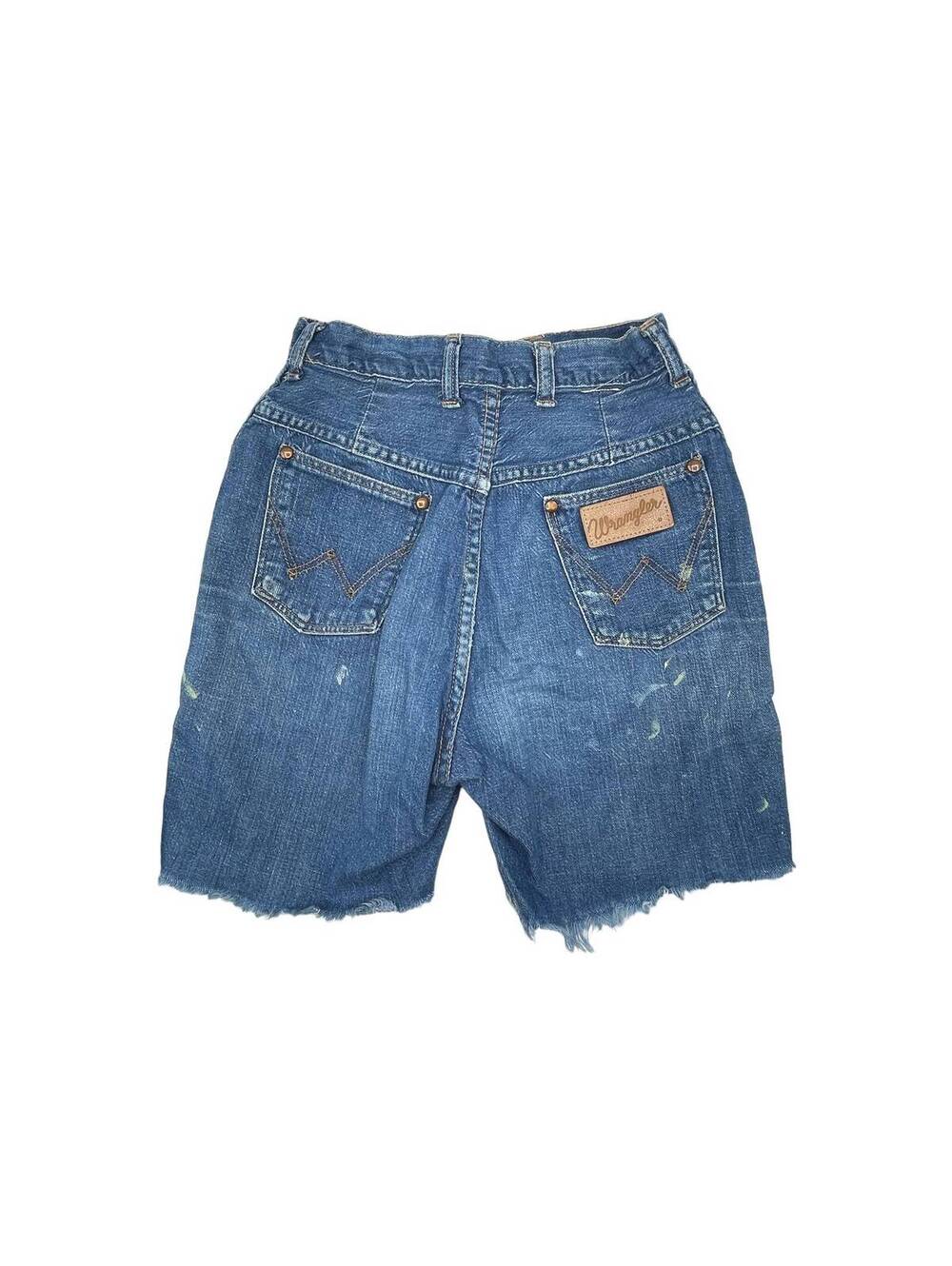 Vintage 70s Wrangler Denim Jean Shorts: Fringed Hem, (24 Inch Waist)